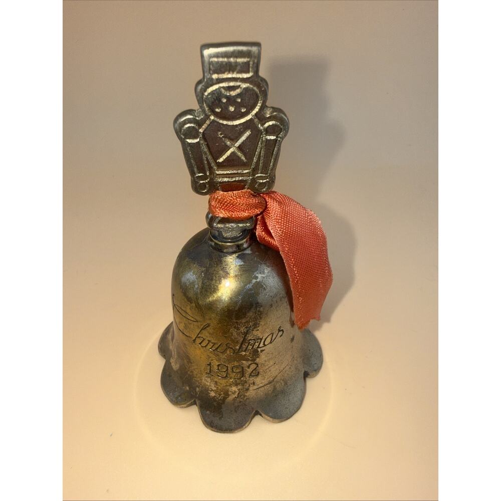 international silver Plated Christmas 1992 nutcracker bell ornament
